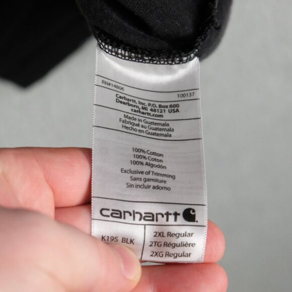 Carhartt T Shirt Mens 2Xl Xxl Black Spell Out Double Sided Short Sleeve Worn - Picture 6 of 7